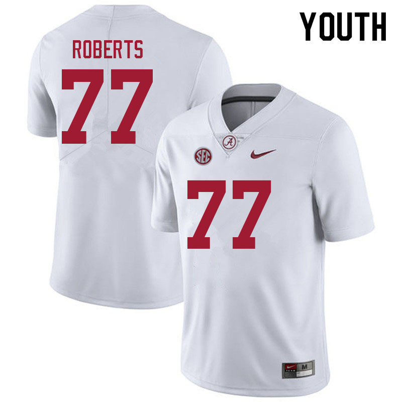 Alabama Crimson Tide Youth Jaeden Roberts #77 White NCAA Nike Authentic Stitched 2021 College Football Jersey IX16O07JN
